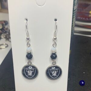 Silver and Black Raiders Earrings Raiders